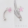 STAR CZ TWISTER 316L SURGICAL STEEL CURVED BARBELL/EYEBROW